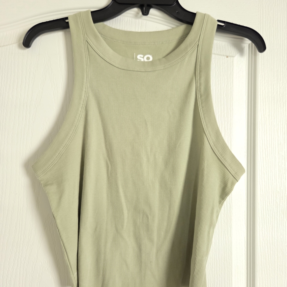 SO Ribbed Racerback Tank in Light Sage